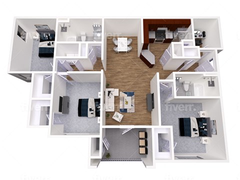 Floor plan for 3 beds, 2 baths, 1425 sqft